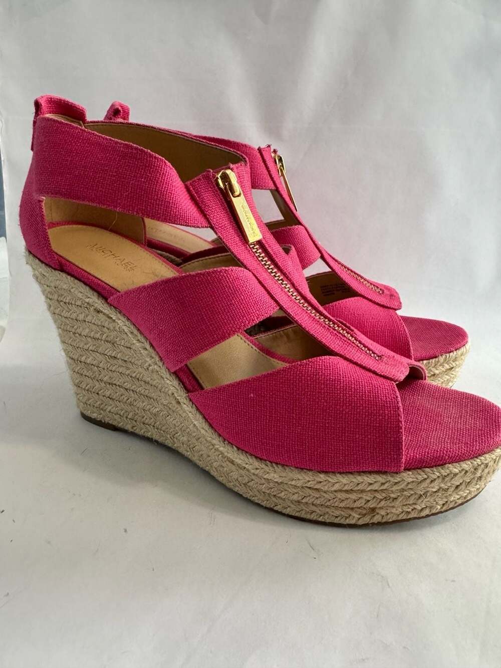 Michael Kors Barbiecore Pink Espadrille Wedge Sandals Size 10